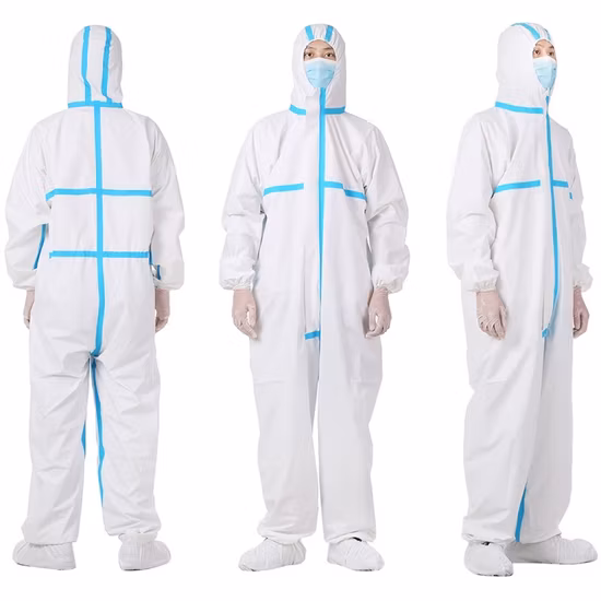 CE 유형 4&5&6 En14126 개인 보호용 고품질 방수 및 통기성 일회용 부직포 미세 다공성 작업복